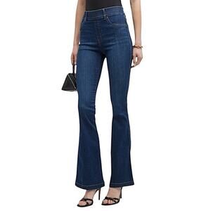 Spanx Elastic Waist Pull On High Rise Flare Jeans Blue Size Small